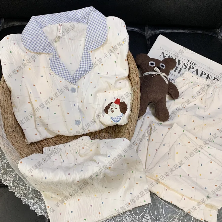 【三件套樱桃小熊】云朵绵夏季短袖可爱卡通睡衣少女家居服套装睡衣