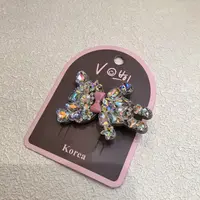 C217粉色蝴蝶结小熊闪闪泡菜款边夹