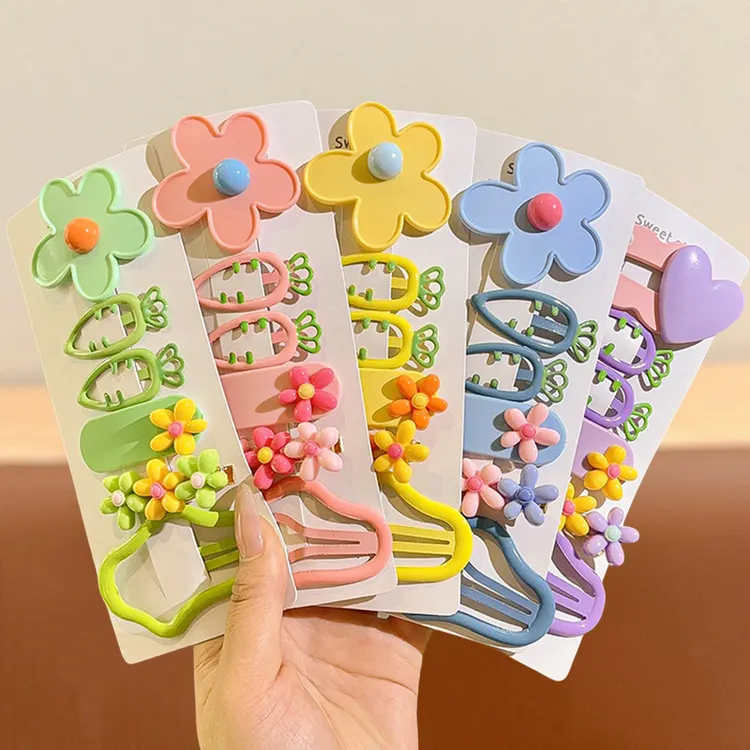 女儿童彩色花朵发夹2025新款女童侧边碎发刘海夹可爱夹子头饰发卡