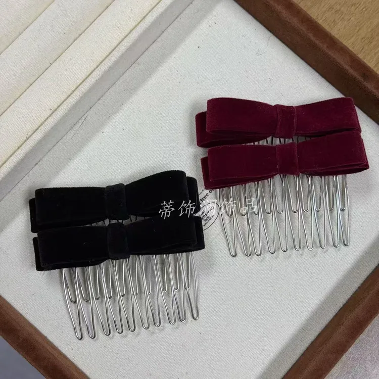 公主头丝绒蝴蝶结倒插梳刘海碎发夹