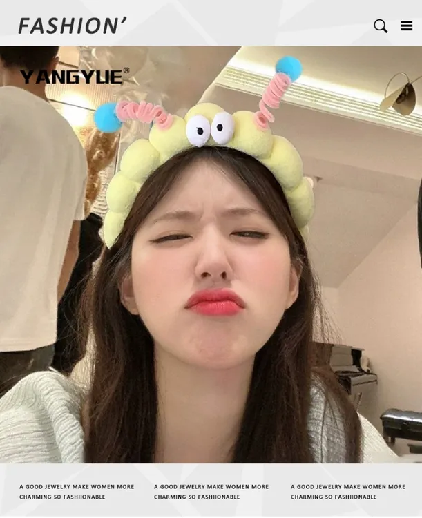 2025新款大眼仔发箍趣味头箍可爱洗脸流行网红扭扭棒发饰元气甜美