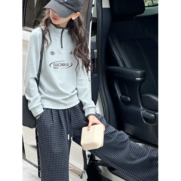 K30011孙小美半拉链女童秋冬装卫衣2025新款儿童磨毛加厚上衣时髦