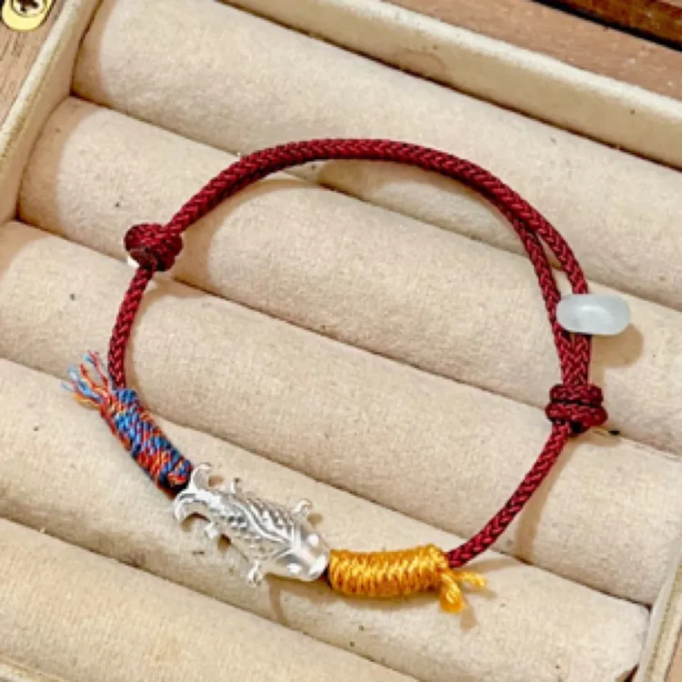 足银手链 足银手链 锦鲤鱼手工编制情侣闺蜜龙门鱼