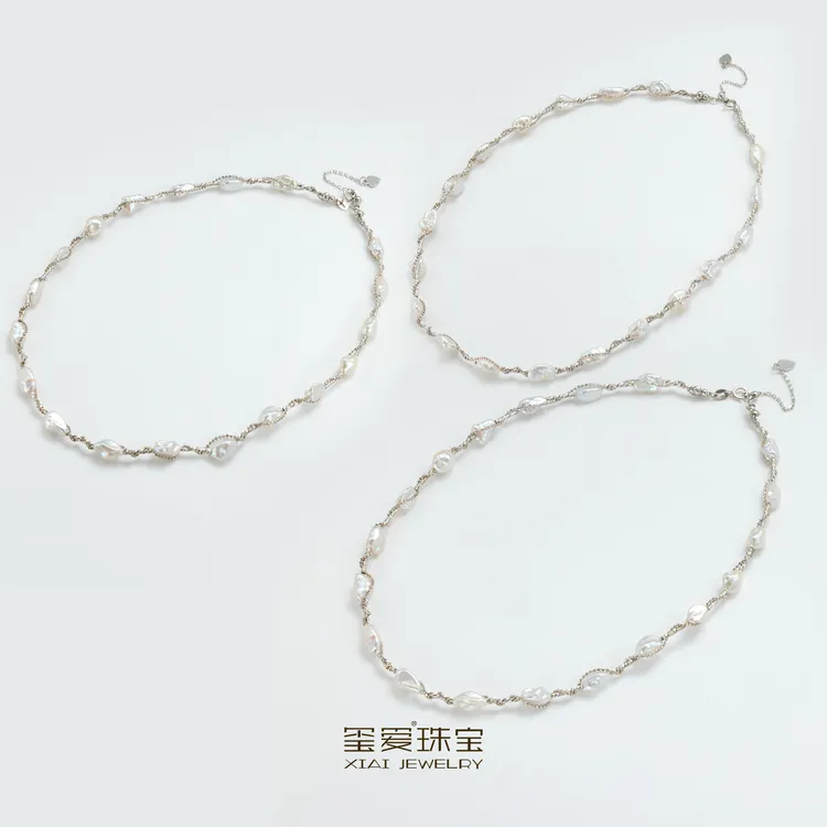 【玺爱门门】 MM-11433-1-2 淡水珍珠keshi项链 4-6mm（多样性发一）