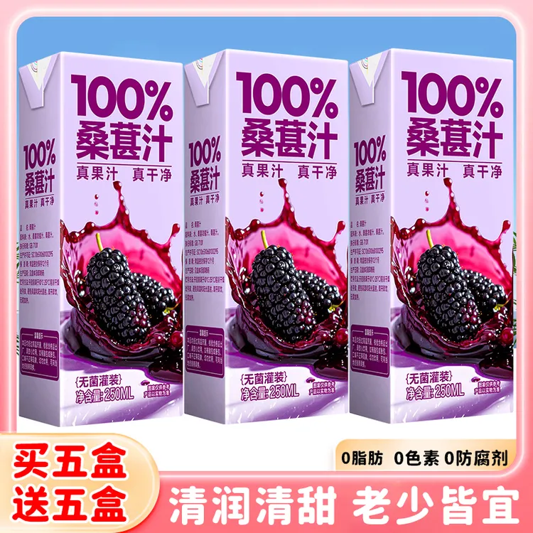 【每人1箱】100%桑果汁实惠分享装250ML*10盒网红饮品盒装饮料