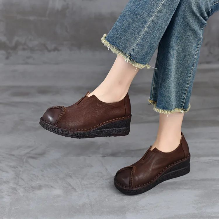 2025年春季新款头层牛皮新款民族风复古单鞋软底舒适百搭时尚女鞋