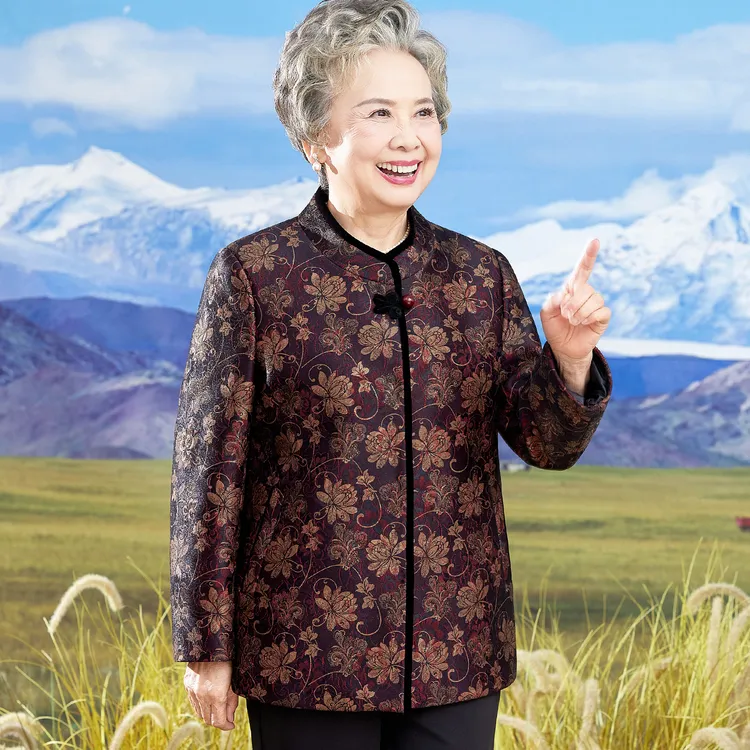 2025秋季新款中老年人妈妈装呢子外套奶奶春秋宽松休闲老人衣服女
