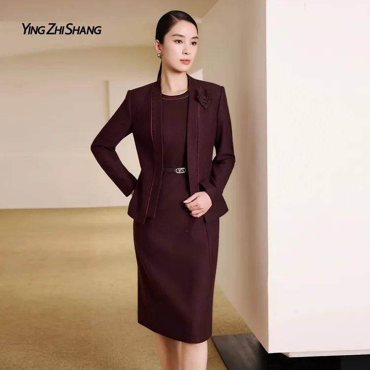 赢智尚姐系贵感羊毛套装裙女2025冬季新款微胖重要场合漂亮两件套