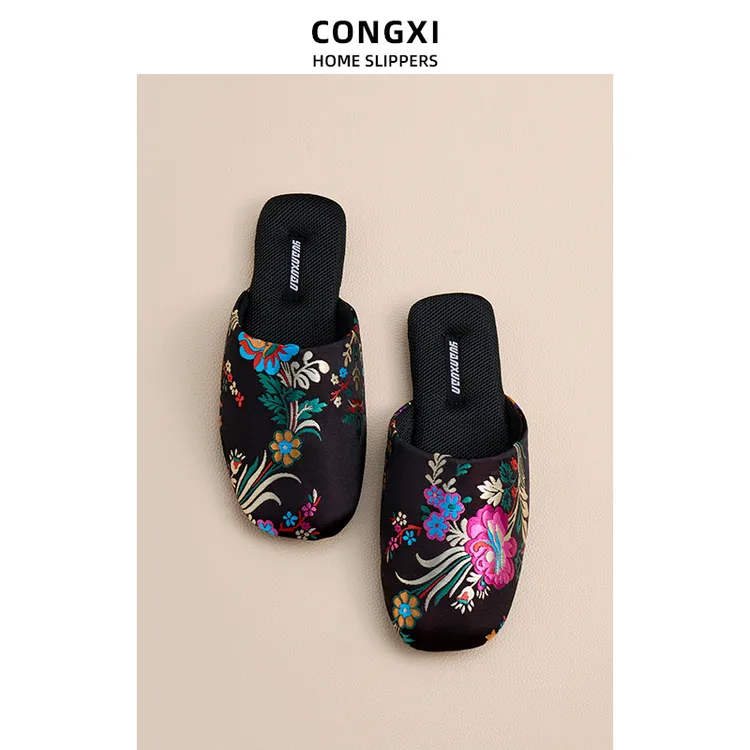 富贵新中式四季拖鞋 透气不黏脚居家拖鞋 包头凉拖鞋防滑牛筋底