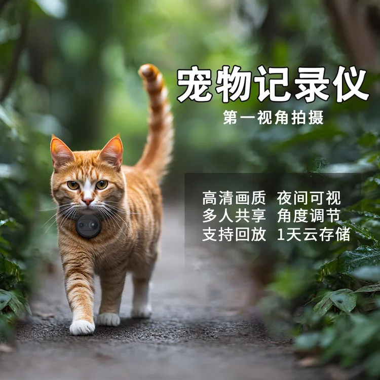 4G远程实时猫咪狗狗宠物专用第一视角挂脖摄像头机监控记录仪项圈