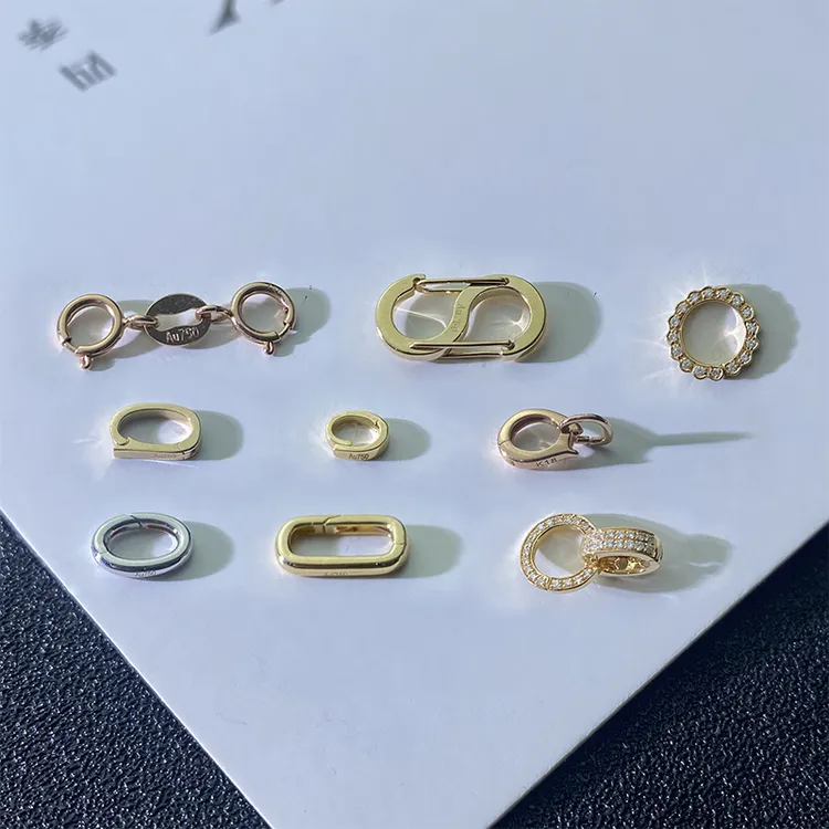 日本原装进口18k黄白金万能扣头珍珠项链吊坠连接扣可拆卸diy配件