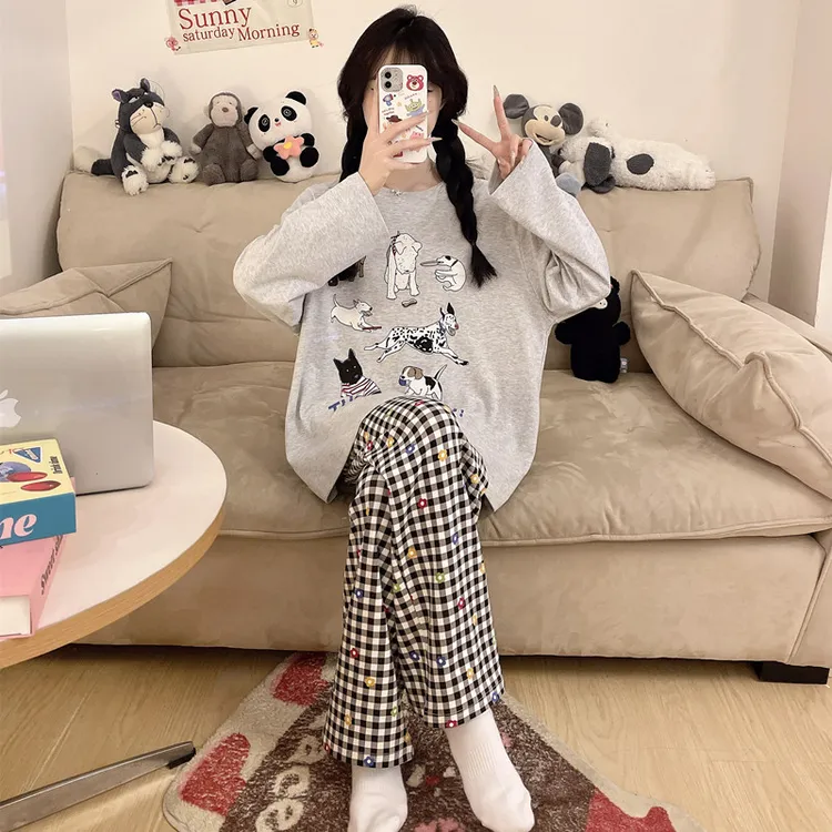 2025新款女童睡衣春秋季儿童女孩纯棉长袖大童洋气公主家居服套装