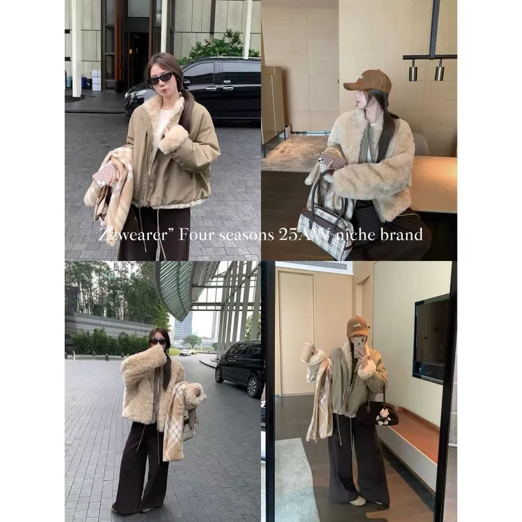 Zzwearer”25/AW“北岛日记”双面穿派克服加厚毛毛外套女新款休闲