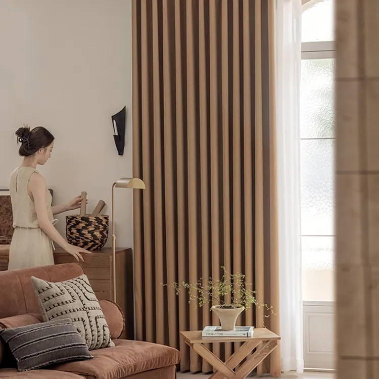 简约风雪尼尔定型成品卧室定制窗帘遮光实用