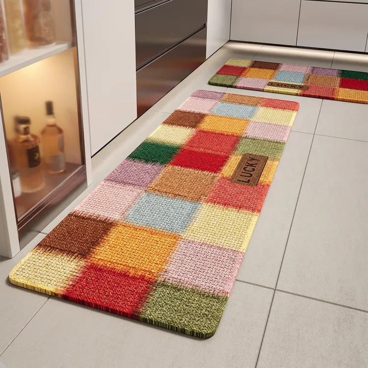 厨房专用地垫家用免洗吸水速干擦脚垫仿编织亚麻美式耐脏耐磨地毯