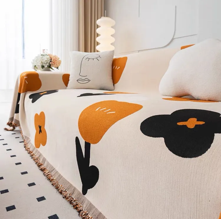 【郁金香】 时尚简约流苏款双面四季通用沙发巾