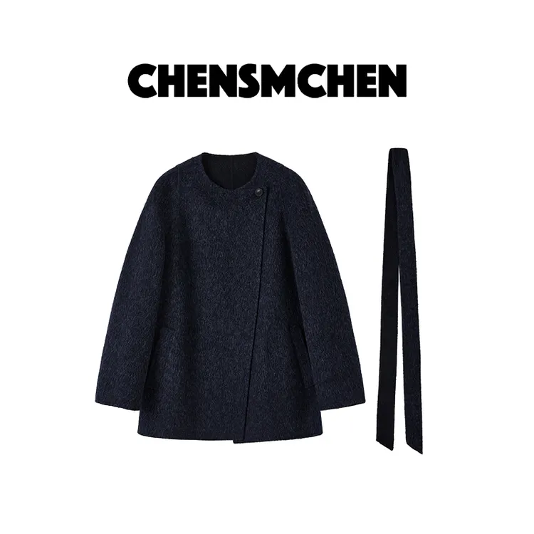 CHENSMCHEN 苏力羊驼毛呢外套女秋冬高级感气质大衣CSD10625WL