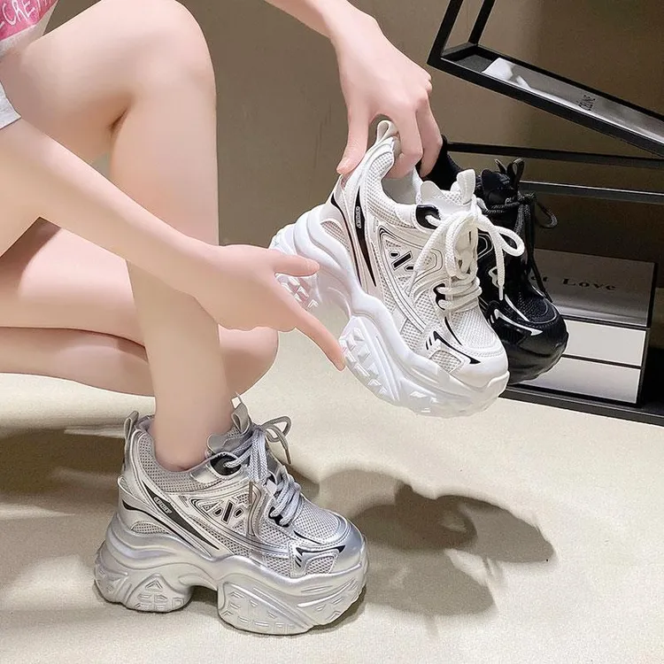 【澳门专柜正品】2025春季新款11cm内增高女鞋厚底小个子老爹鞋百搭