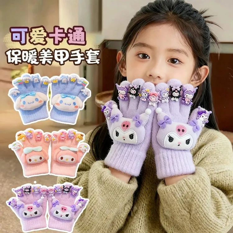 2025新款卡通冬季儿童手套保暖三丽欧卡通布布可爱女童宝宝手指套