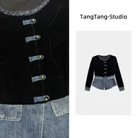 【TangTang·Studio】国风牛仔丝绒高级气质显瘦女装上衣-256331