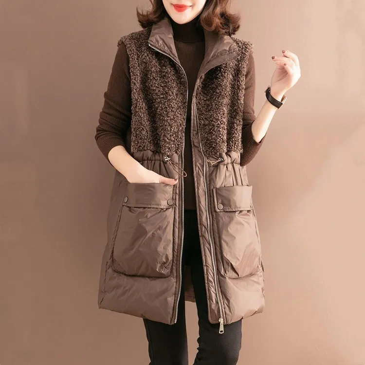 欧洲站羊羔毛马甲女百搭外穿2024新款冬季洋气减龄轻薄背心外套潮