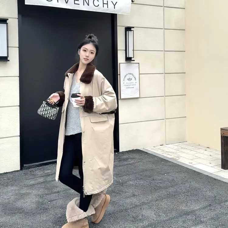 栗子 25新款/ER - 绒化入冬 海宁冬季进口水貂长款匈牙利90鹅绒服