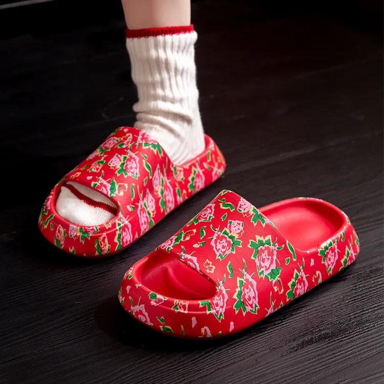 东北大花凉拖鞋女夏季外穿防滑沙滩时尚潮流爆款复古网红一字拖鞋