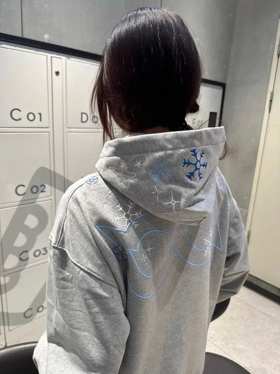 伶落旧人雪花刺绣连帽卫衣女秋冬加绒加厚宽松慵懒风情侣国潮外套