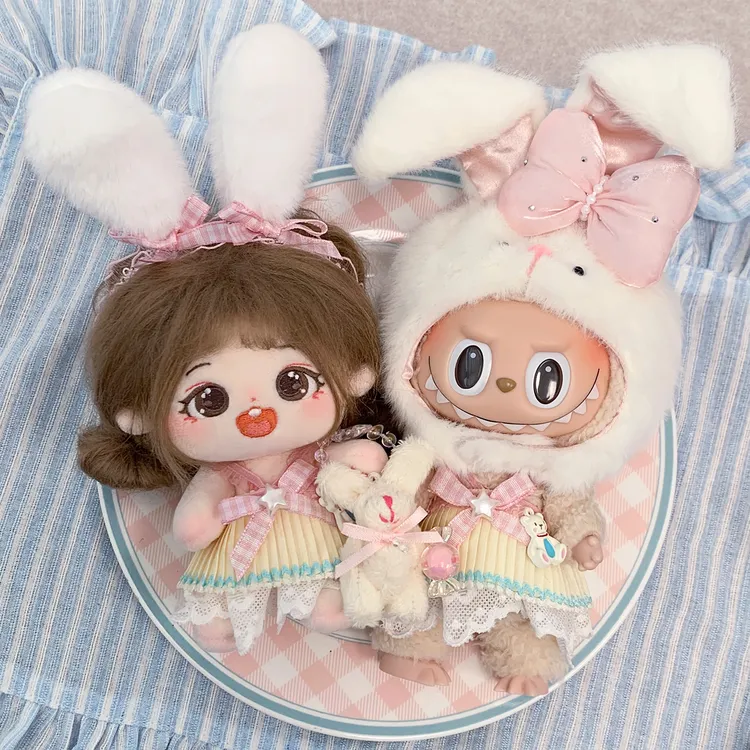 棉花娃娃正版店铺栗粒sp女10cm娃衣服labubu玩偶拉布布可穿自嘲熊