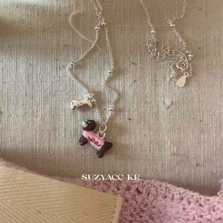 Suzyacc Kr 坠链均925银 925银【腊肠小狗】项链手工可爱百搭DX0268