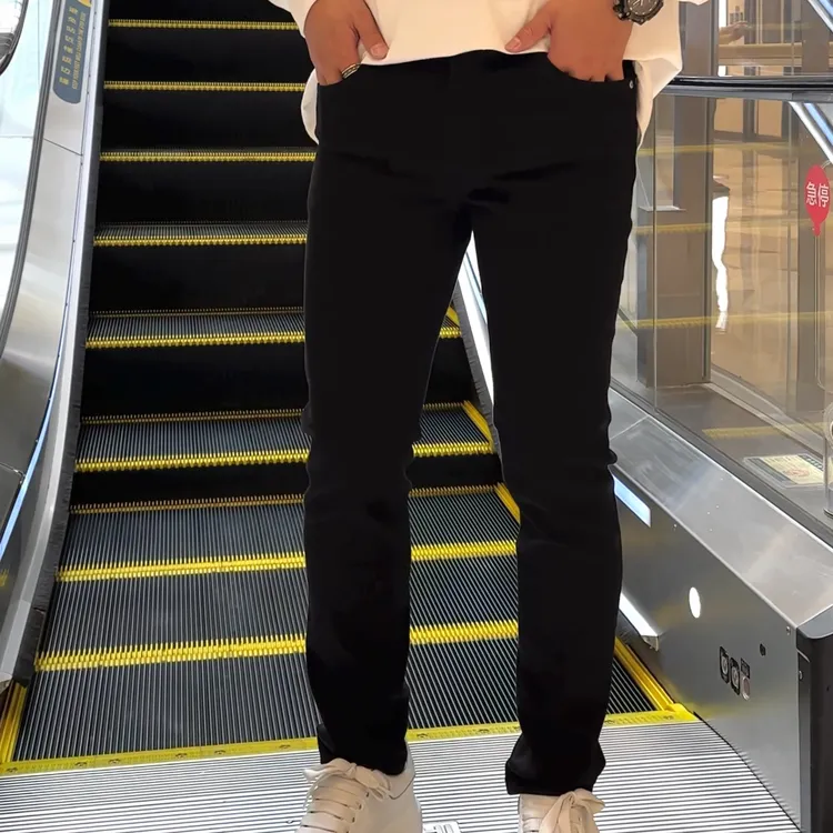 秋冬厚款款黑色男牛仔裤高端轻奢子休闲裤修身轻奢中腰小脚裤