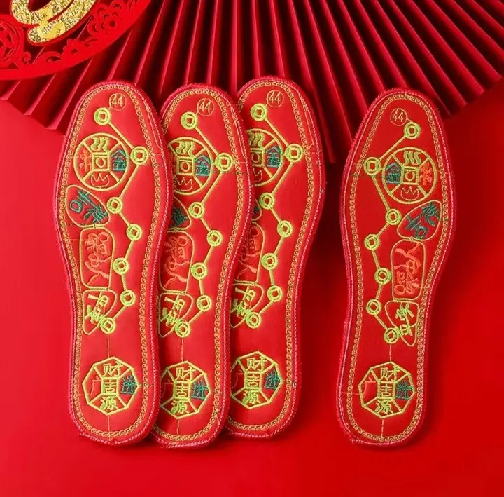 【老师推荐】纯棉透气防臭抗菌吸汗男士女士纯手工红鞋垫通用