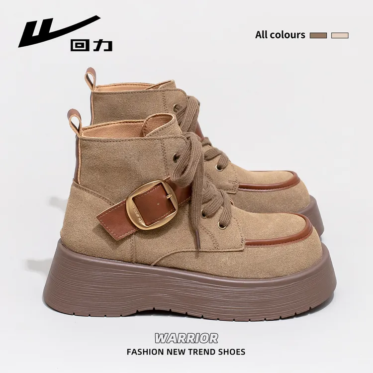 回力马丁靴女2025秋季新款厚底英伦风增高短筒靴复古百搭休闲女鞋