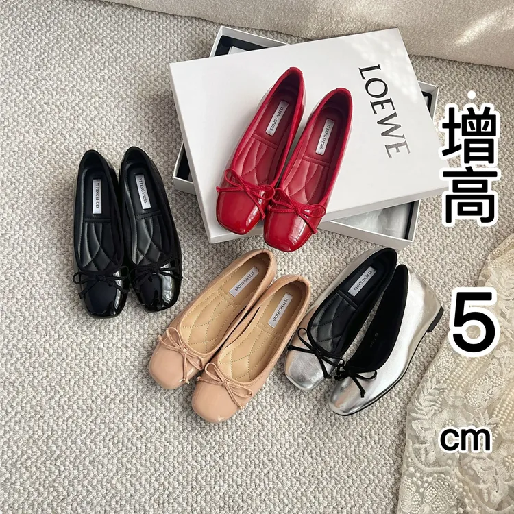 【SRR】小个子内增高方头芭蕾单鞋女新款浅口蝴蝶结配裙子玛丽珍鞋