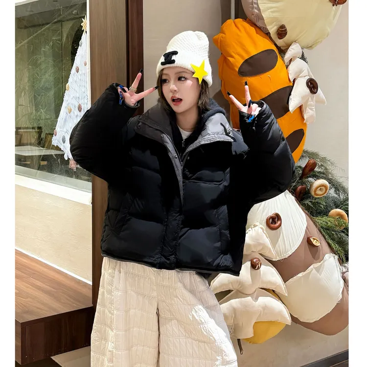 25年新款韩版立领独特设计时尚休闲加厚短款小个子白鸭绒羽绒服