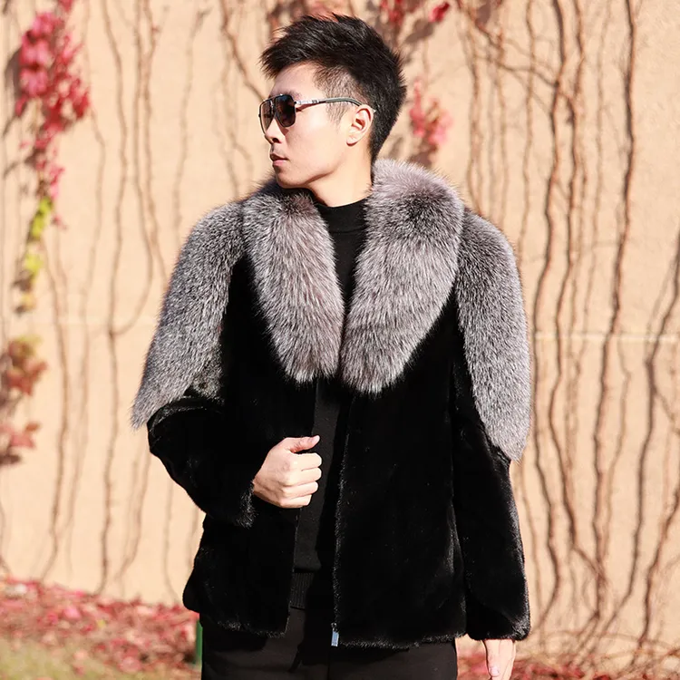 海宁原产地正宗水貂狐狸毛领真貂毛皮立领高级外套