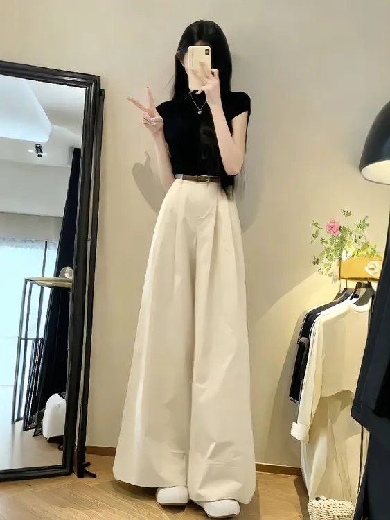 夏季韩系穿搭阔腿裤两件套装2025新款女装减龄夏搭配一整套高级感