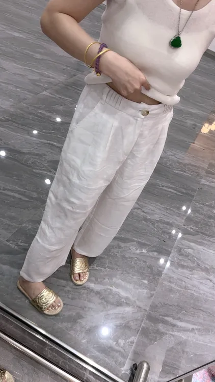 夏季薄款九分亚麻休闲阔腿裤女宽松显瘦