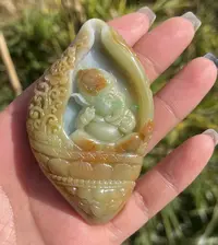 缅甸翡翠象财神挂件