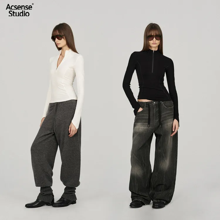 【12.15新品】ACSENSE STUDIO 折角腰高领半开襟长袖