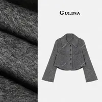 GULINA/娜姐 欧洲站新款阔肩短款拉链设计师款短款毛呢外套88202