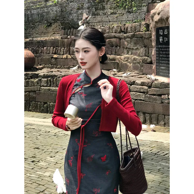 凌茜恣禾【缘婷】国风新中式温婉优雅大气修身显瘦百搭针织开衫上衣