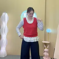 设计感彩色针织马甲上衣秋季新款洋气叠穿针织背心大码女装