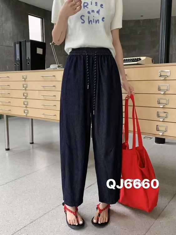 【丽丽家】大码女装夏季新款风凉显瘦弯刀休闲裤6660