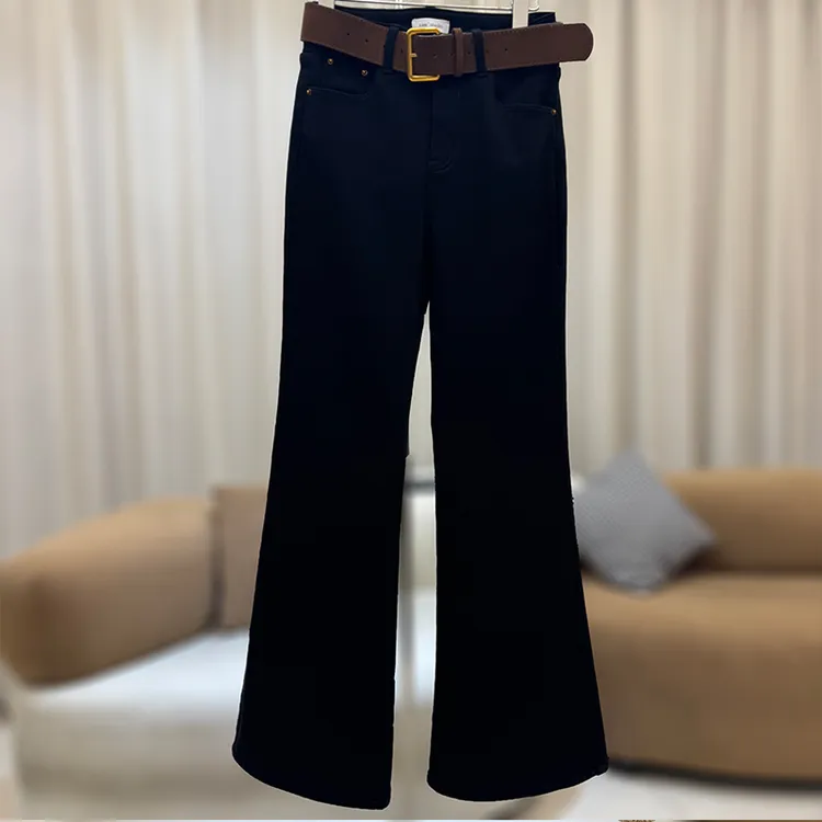 zaw大码加厚加绒微喇阔腿牛仔裤女秋冬显瘦胖mm腿粗胯宽裤子25533