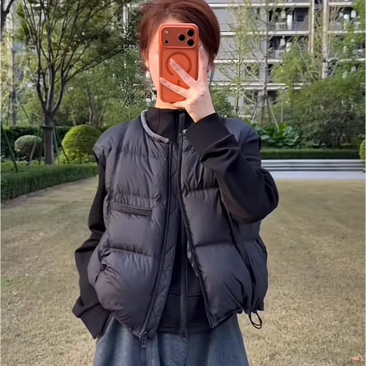 2025秋冬爆款白鸭绒时尚马甲女装韩系流行超好看无袖马夹短外套