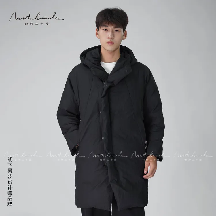 北纬三十度中长款加厚连帽羽绒服男装2025秋冬户外保暖羽绒外套
