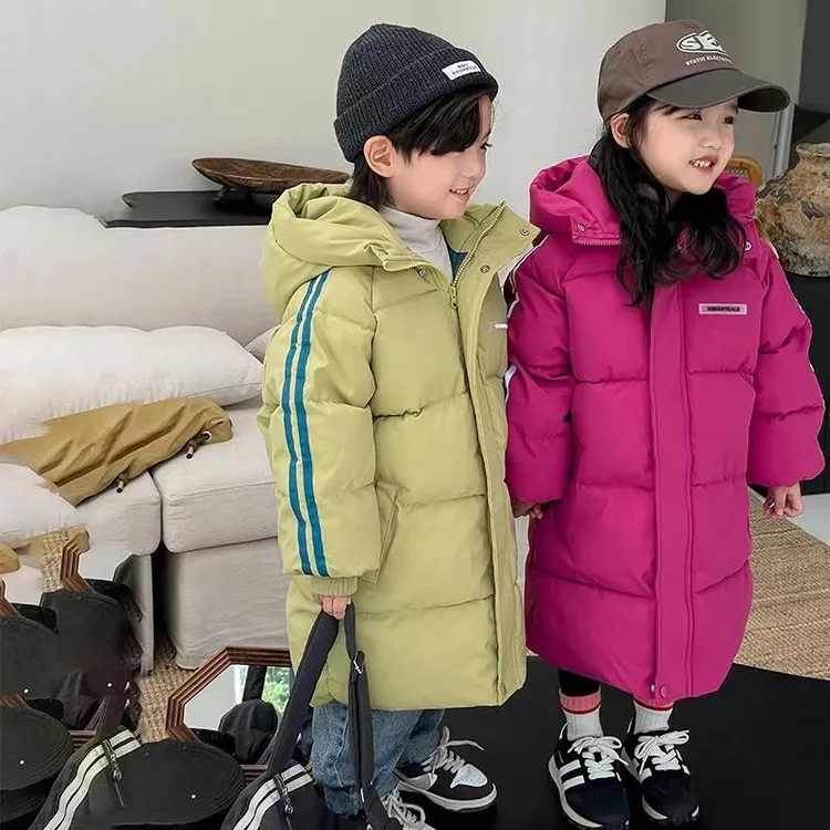 冬季新款儿童羽绒棉服男童女童加厚中长款棉袄外套洋气宝宝棉衣