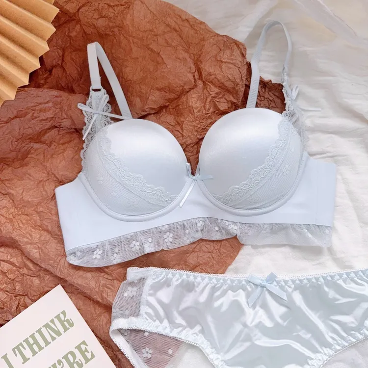 【按编码下单】纯欲法式小胸聚拢显大胸瘦内衣少女蕾丝性感文胸罩夏