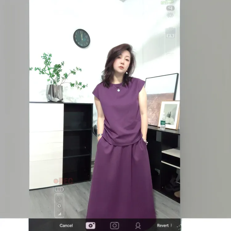 【广州微姐】夏季时尚纯色慵懒风半身裙套装3139